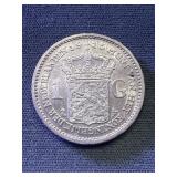 Nice 1915 Netherlands 1 Gulden .945 Silver - 10g