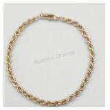 14k Yellow Gold Rope 8in Chain Bracelet 3.2g