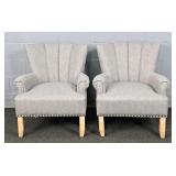 2x The Bid Handy Living Grey Upholstered Chairs