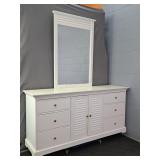 Dillon Furn White Wood 8 Drawer Dresser W/ Mirror