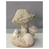 Vintage 12" Solid Conc Turtles & Mushroom Statue
