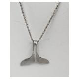 Sterling Silver 18in Dolphin Tale Necklace 2.5g