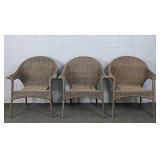 3x The Bid Synthetic Wicker Stackable Patio Chairs