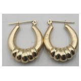 14k Yellow Gold Hoop Pierced Earrings Hollow 2.0g