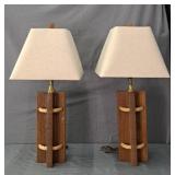 2x The Bid Wood & Rope Lamp