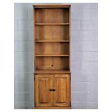 Solid Oak Tall Narrow Bookcase W/ Adj Shelves