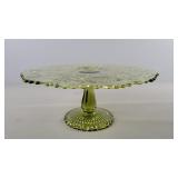 Vintage Green Glass Pedestal Cake Stand