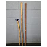 3x The Bid Handmade Natural Finish Walking Sticks