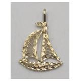 14k Yellow Gold Sailboat Pendant 1.5g