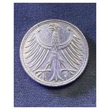 1966 Germany .625 Silver 5 Deutschmarks 11.17g