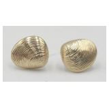 14k Yellow Gold Clam Shell Pierced Earrings 1.2g