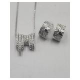 Swarovski Crystal 14in Necklace And Pierced