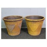 2x The Bid Lg Bsktweave Style Decor Comp. Planters