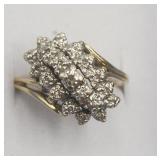 14k Yellow Gold Diamond Cluster Sz 5.5 Ring Tw