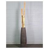 Tall Handmade Terracotta Vase W/ Bamboo Accents