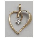 14k Diamond Yellow Gold Heart Pendant 1.4g Tw