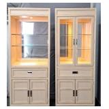 2x The Bid Stanley Lighted Tall Solid Wood Cabinet