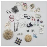 Brooches Pins Pendant & Earrings Jewelry Lot