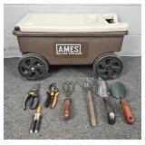 Ames Lawn Buddy Rolling Garden Cart W/garden Tools