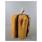 15" Carved Wood Log Pumpkin