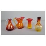 4x The Bid Amberina Glass Pitchers