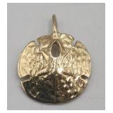 14k Yellow Gold Sand Dollar Pendant 2.2g
