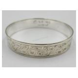 Signed Engraved Design Bangle Bracelet