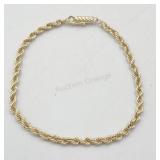14k Yellow Gold 7in Rope Chain Bracelet 2.7g