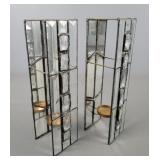 2x The Bid Leaded Glass Candle Holders