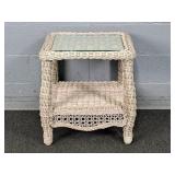 Pier 1 Synthetic Wicker Glass Top Patio Side Table