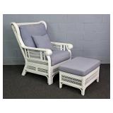 Beach Craft Painted Natural Rattan Patio Chair