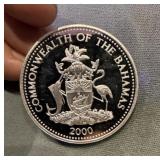 2000 Bahamas .925 Silver $10 Commem 1 Ozt
