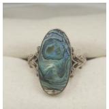 Sterling Silver Abalone Vintage Ring Sz 6