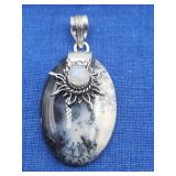 925 Dendrite Opal Rainbow Moonstone Pendant