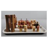 13x The Bid Vintage Wood Salt & Pepper Shaker