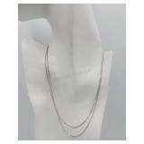 Sterling Silver Double Strand 17in Chain Necklace
