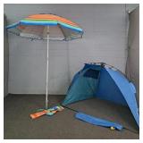 2x The Bid Beach Cabana & Umbrella