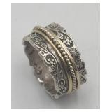 Sterling Silver Israel Pz Spinner Ring Sz 9