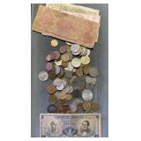 Lot Of Foreign Coins And Currency