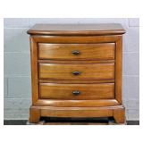 Oak Finish 3 Drawer Stand W/ Inlay Pattern Top