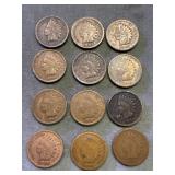 Lot Of 12 Indian Head Cents
