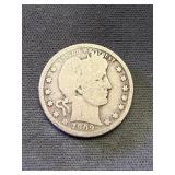 1909 D Barber Silver Quarter