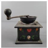 Vintage Folk Art Painted Hand Crank Coffee Grinder