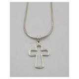 Sterling Silver 18in Cross Necklace Tw 9.4g