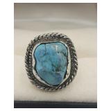 925 Boho Faux Turquoise Stone Ring Sz 6.75