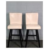 2x The Bid Vinyl Upholstered Wooden Swivel Stools
