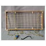 30x15 Oak & Brass Hanging Pot Rack W/chains & Hook