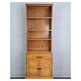 Solid Oak Tall Bookcase W/ Adj Shelves & Drawer