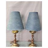 Pair Brushed Brass Finish Table Lamps