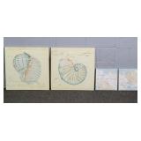 Lot Of 4 Seashell Prints On Canvas